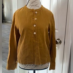 Zara Top /Camel color Button up Lyocell  and Linen blend blouse size M New